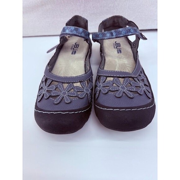 JBU Shoes  Women's 8M Wildflower Mary Jane Flat Navy Blue  Hook And Loop  NWT - Picture 2 of 8